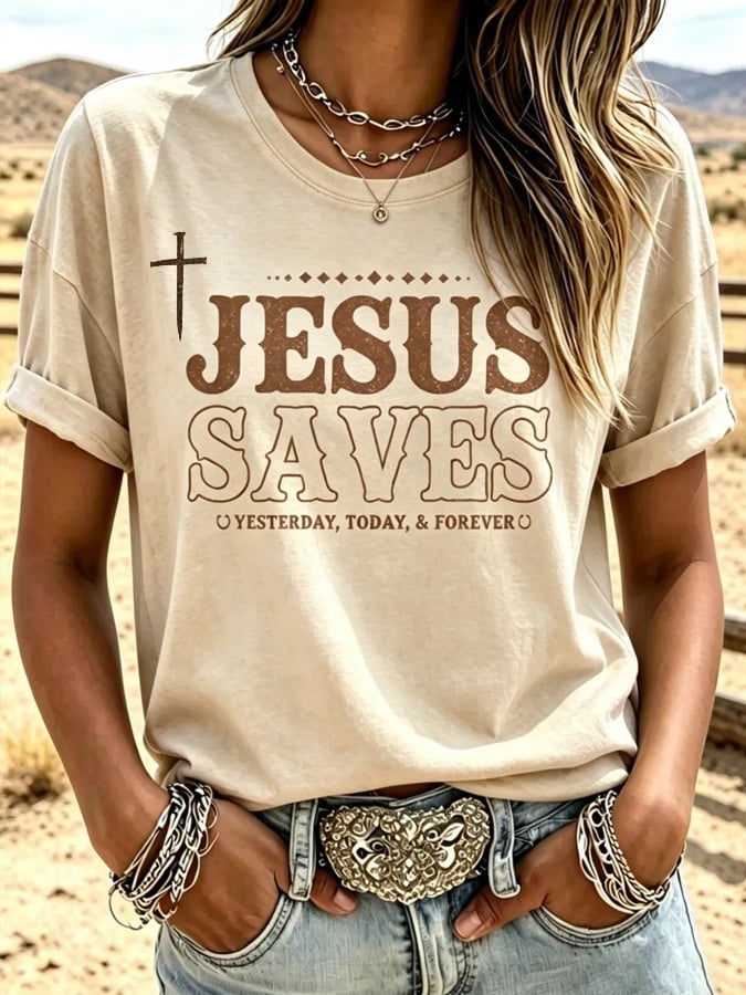Women's 'Jesus Saves' Print Casual T-Shirt