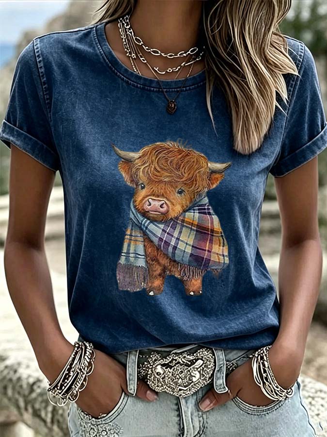Women'S Western Cartoon Animation Printed T-Shirt