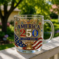 America 250 Liberty Bell Eagle Patriotic Glass Mug