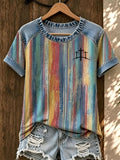 Damen lässiges Waffelstrick-T-Shirt