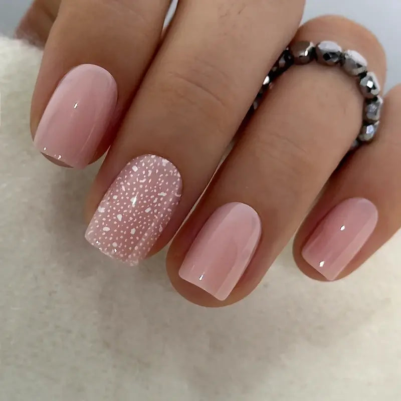 30-Piece Blush Glossy Press-On Nails – Short Natural Everyday Manicure