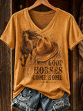 Women's Retro Western Faith Floral Print Casual Top