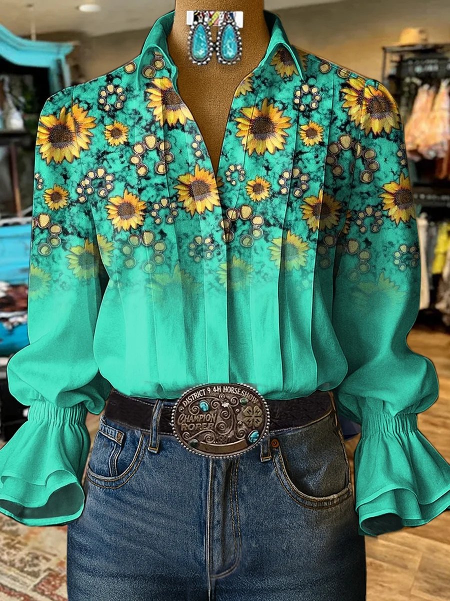 Women's Retro Casual Western Pattern Shirt