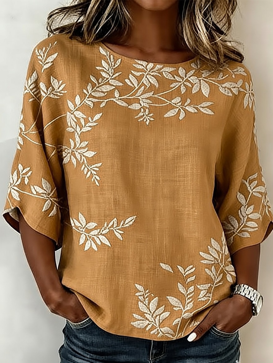 Tops estampados de lino y algodón para mujer