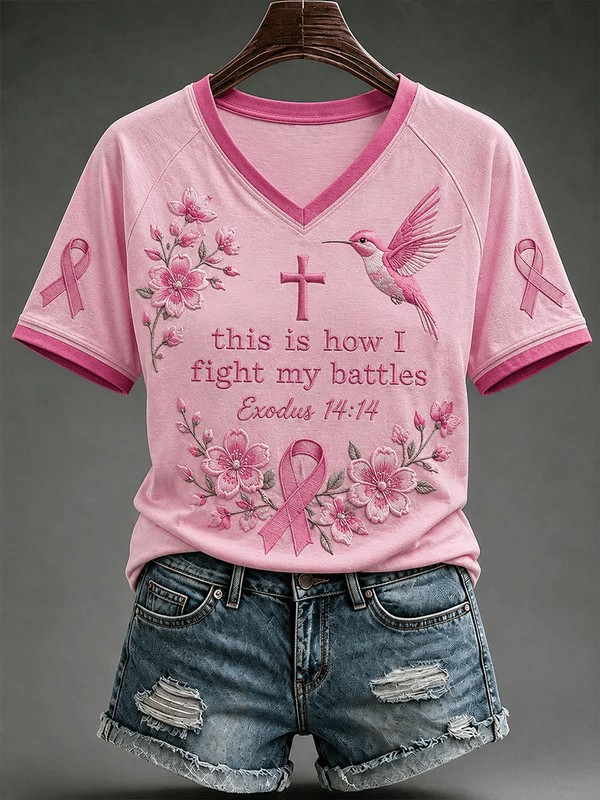 Women's Breast Cancer Awareness Faith-Themed Graphic Top