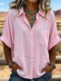 Vintage Art Patchwork Cotton And Linen Shirt