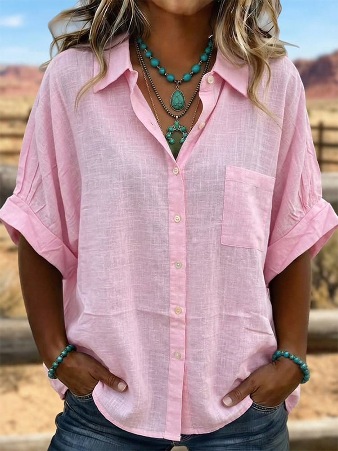 Vintage Art Patchwork Cotton And Linen Shirt