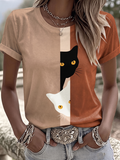 Women's Western style animal cross round neck T-shirt
