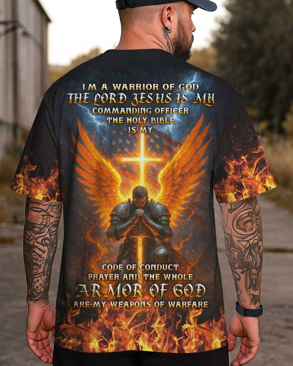 Ich bin ein Krieger Gottes All Over Print T-Shirt