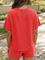 Textured Ribbed Top & Shorts Lounge Set