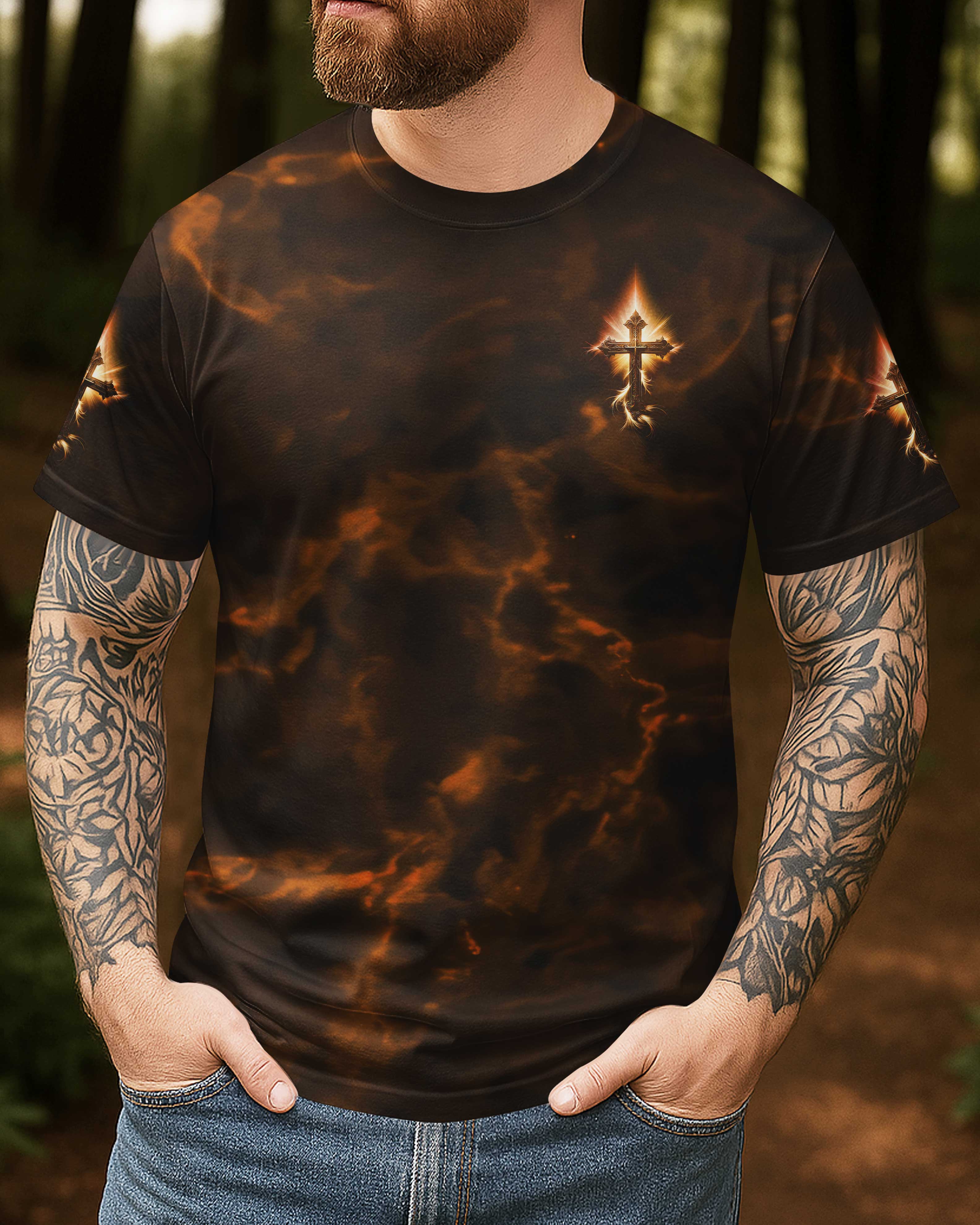 Ein Kind Gottes Ein Mann des Glaubens Ein Krieger Christi All Over Print T-Shirt