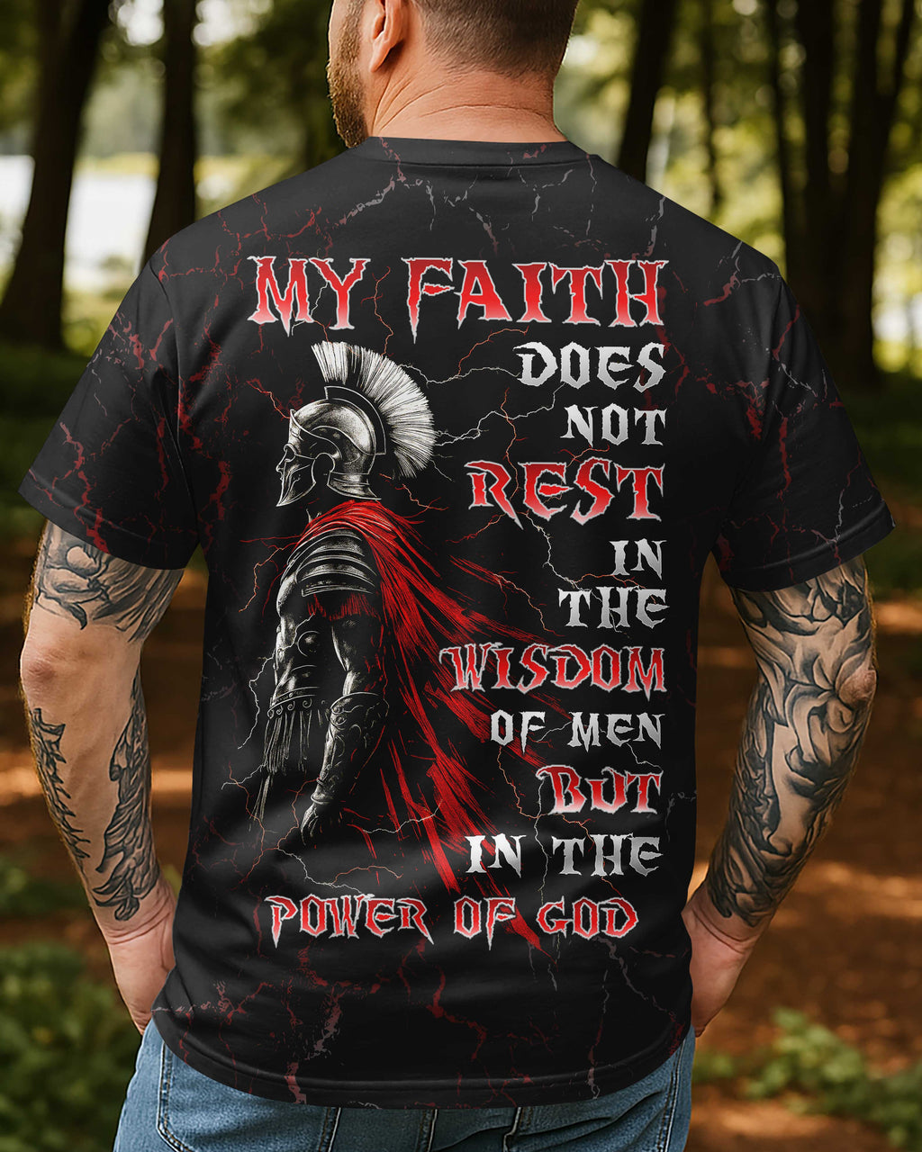 Mein Glaube ruht nicht in der Weisheit der Menschen All Over Print T-Shirt