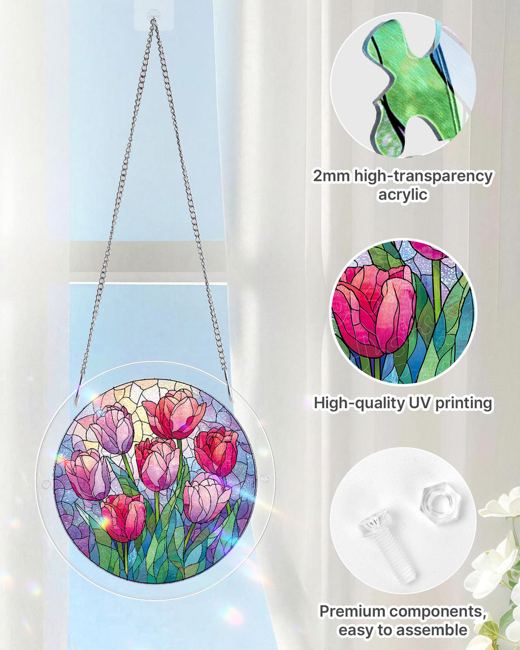 Morning Glow Tulips Light Suncatcher-Acrylic Window Art