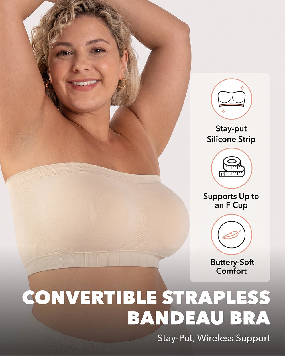 Damen umwandelbarer trägerloser Bandeau-BH