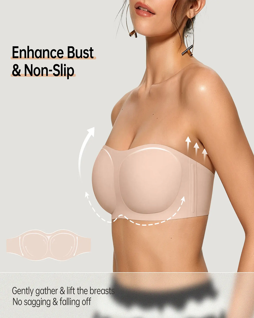 Women's Seamless Strapless Bra | Wireless Non-Slip Bandeau