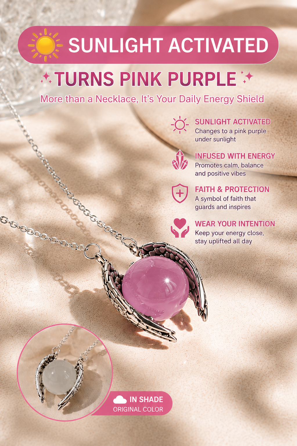 Mystic Wings Color-Changing Pendant - UV Light Sensitive Jewelry
