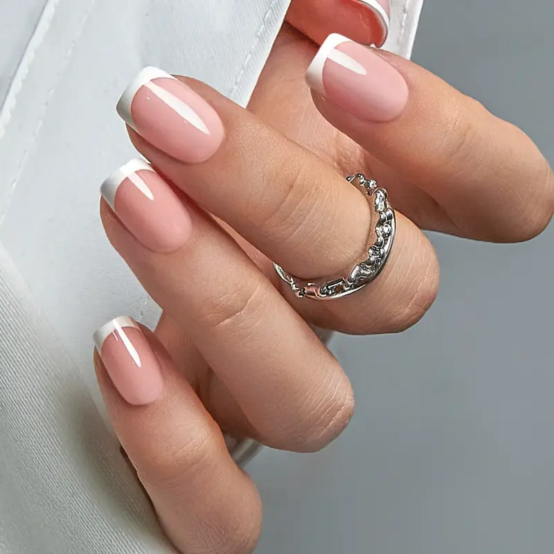 30-Piece Blush Glossy Press-On Nails – Short Natural Everyday Manicure