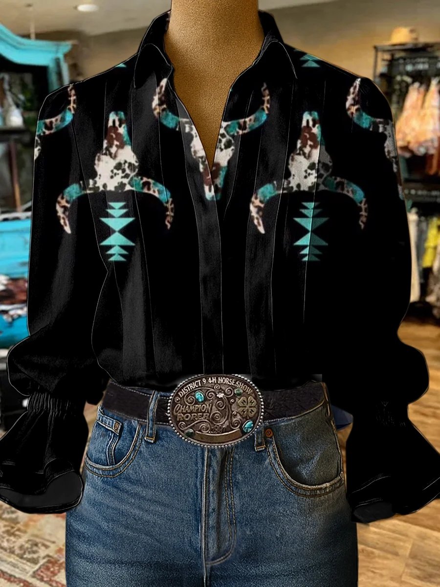 Women's Retro Casual Western Pattern Shirt