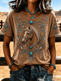 Women's Retro Western Style Faith  Print T-shirt