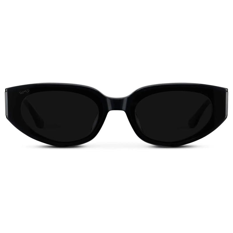 Modern Flat-Lens Cat-Eye Sunglasses – Slim Black Statement Shades