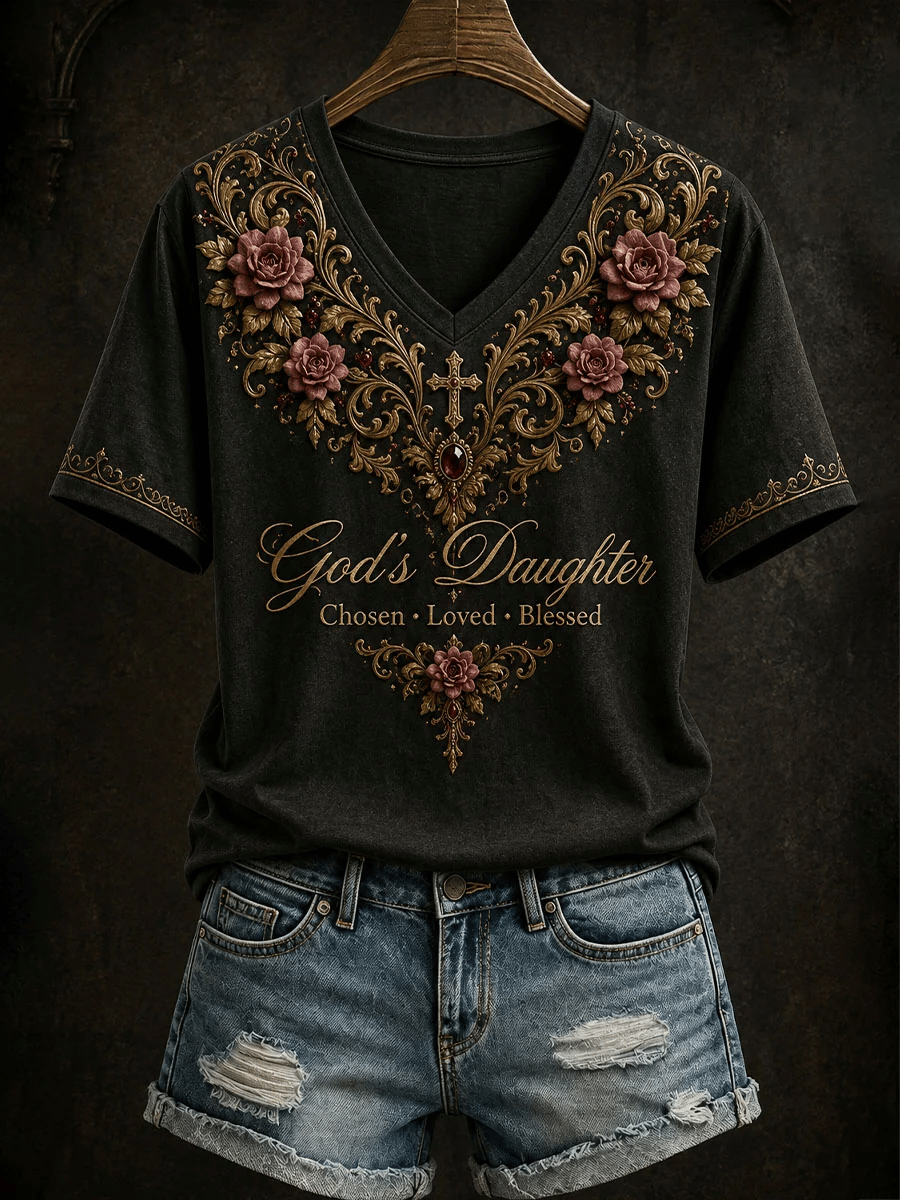Damen T-Shirt mit „God's Daughter“-Print