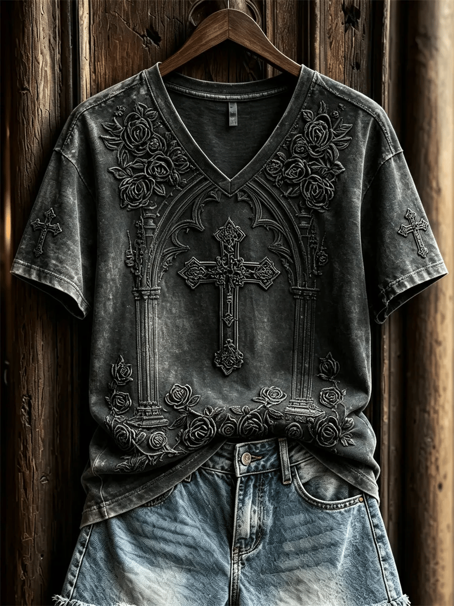 Retro T-Shirt mit Faith-Print für Damen
