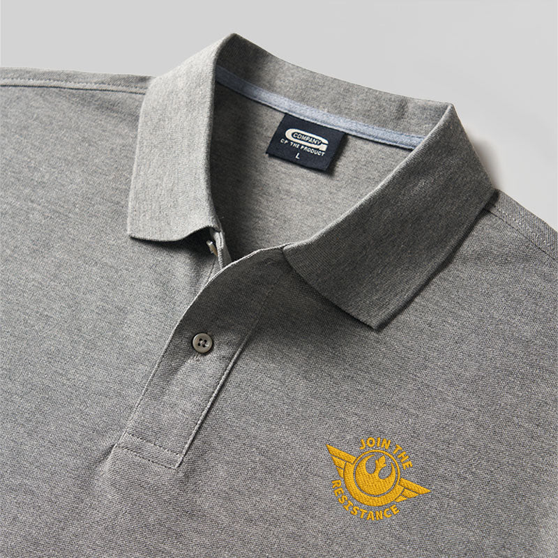 Join The Resistance Geek Embroidered Polo Shirt