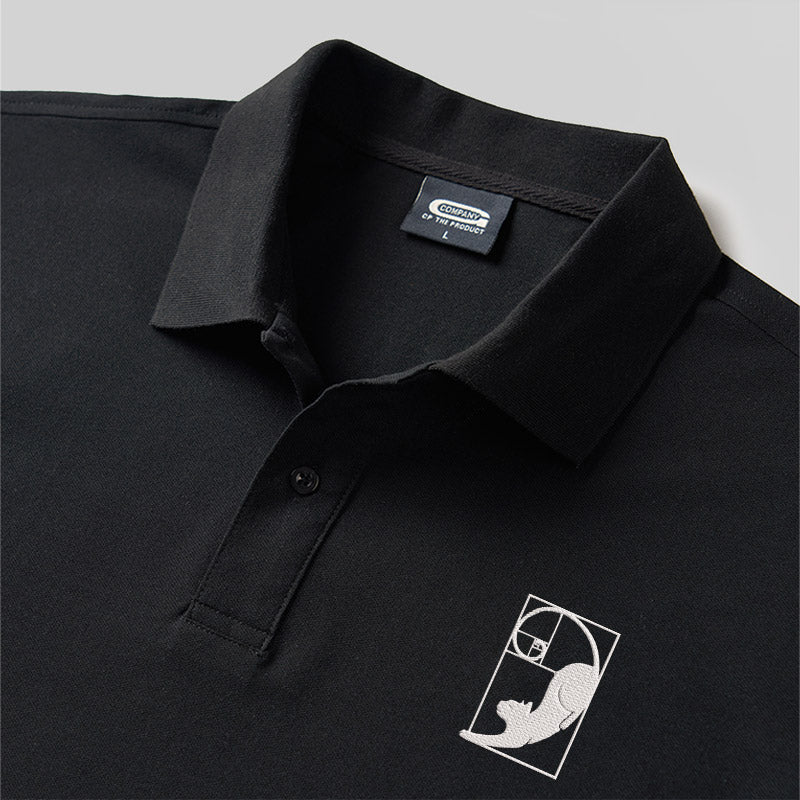 Fibonacci's Cat Geek Embroidered Polo Shirt