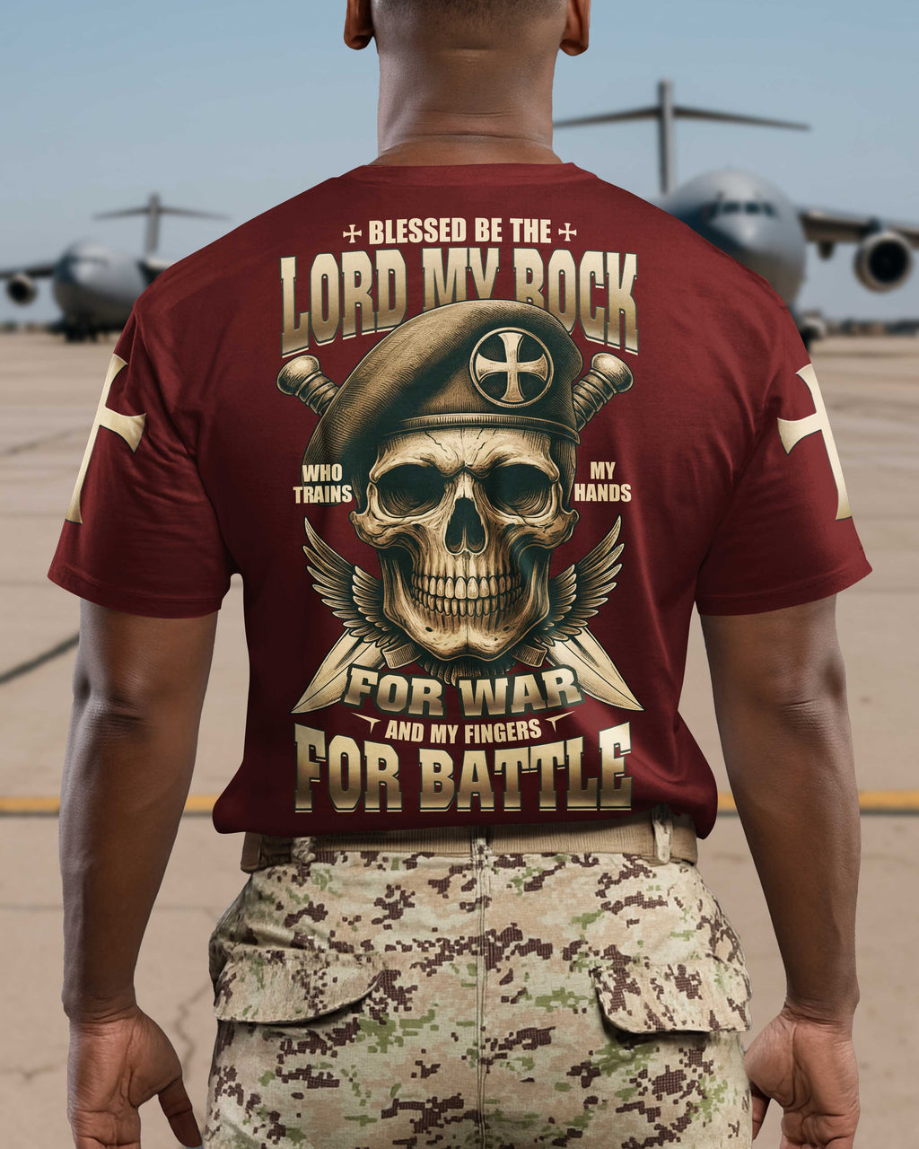 Gesegnet sei der Herr, mein Fels, der meine Hände für den Kampf trainiert T-Shirt