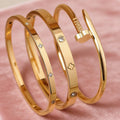 Women's Stainless Steel Flower Nail Design Bracelet Set