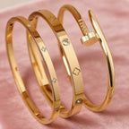 Women's Stainless Steel Flower Nail Design Bracelet Set