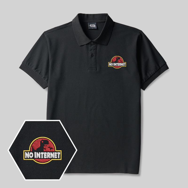 No Internet Geek Embroidered Polo Shirt