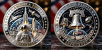 America 250th Anniversary Aerospace Commemorative Coin | 1776–2026 Liberty Bell & Space Exploration Collector Medal