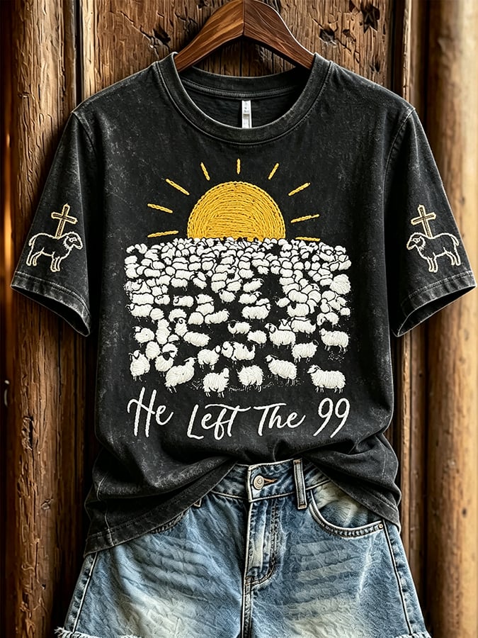 Damen T-Shirt mit Aufschrift „He Left The 99 Print“, leger