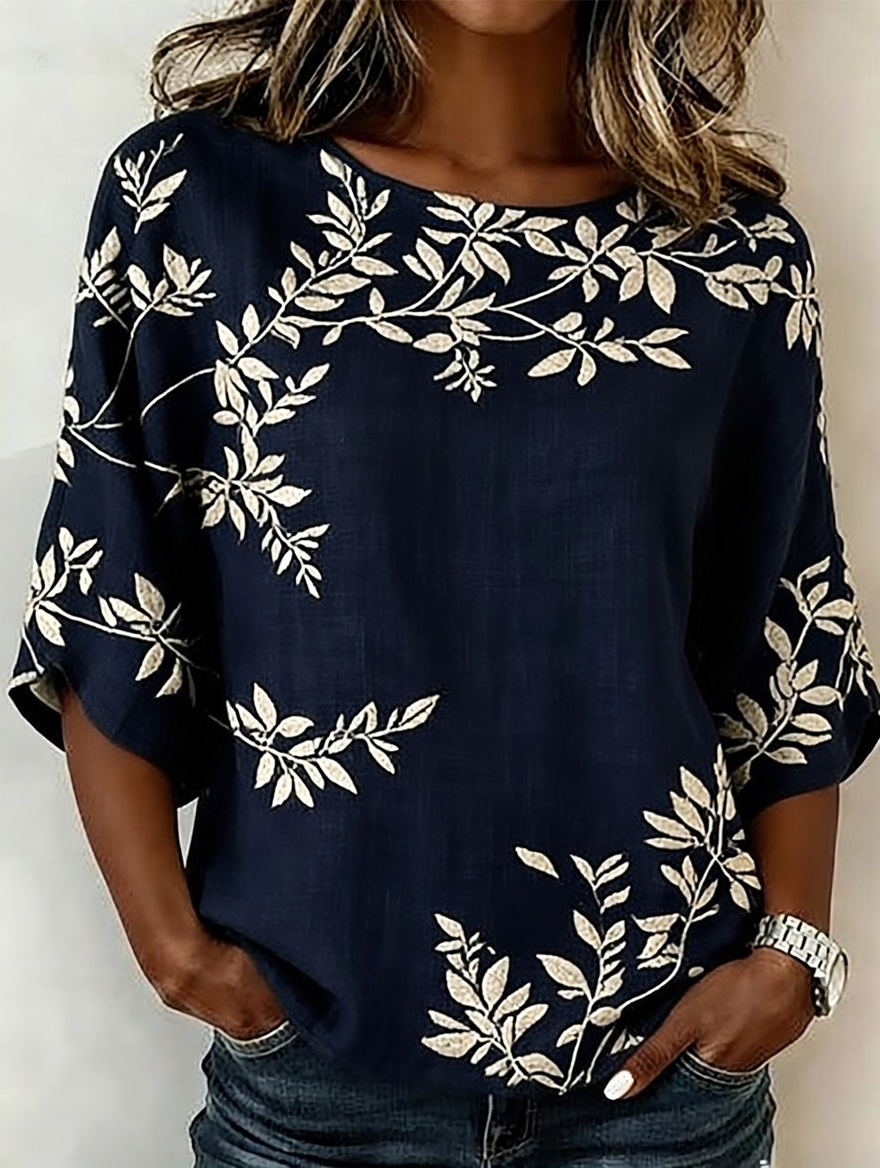 Tops estampados de lino y algodón para mujer
