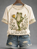 Women's Frog Coffee Funny Christian Faith Print Top