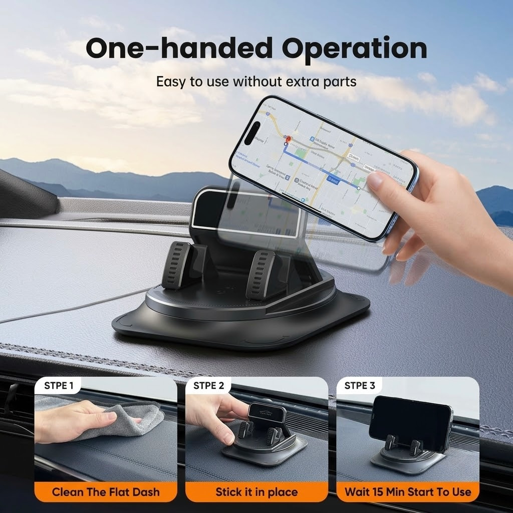 360 Degree Rotational Car Dashboard Phone Mount