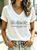 Damen Strandurlaub und Freizeit Meeresschildkröte "Be Still And Know That I Am God" Glaube bedrucktes T-Shirt