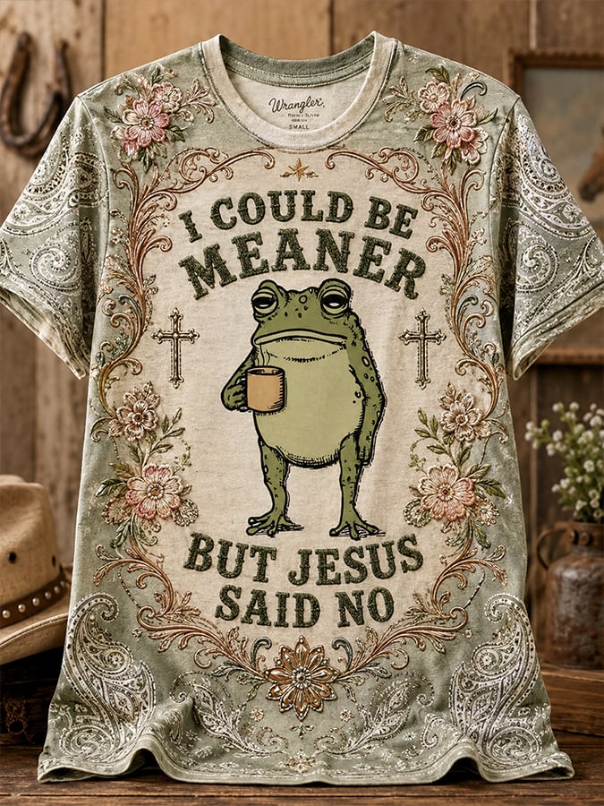 Damen Retro „Ich könnte fieser sein, aber Jesus sagte nein“ T-Shirt mit Glaubens-Print