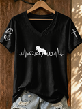 Women's Western Horse Print V-Neck T-Shirt