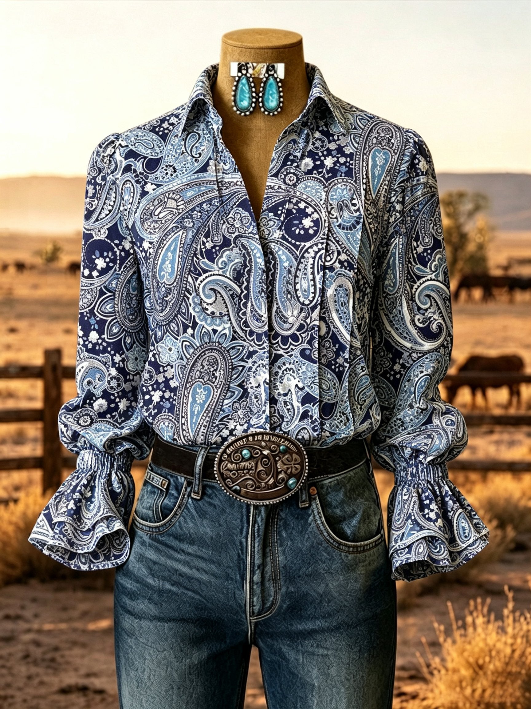 Women's Vintage Western Floral Shirt