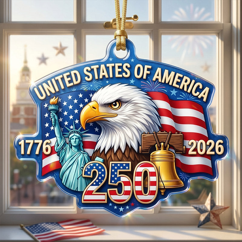Adorno de acrílico «250.º aniversario de Estados Unidos» — tema patriótico, 1776–2026