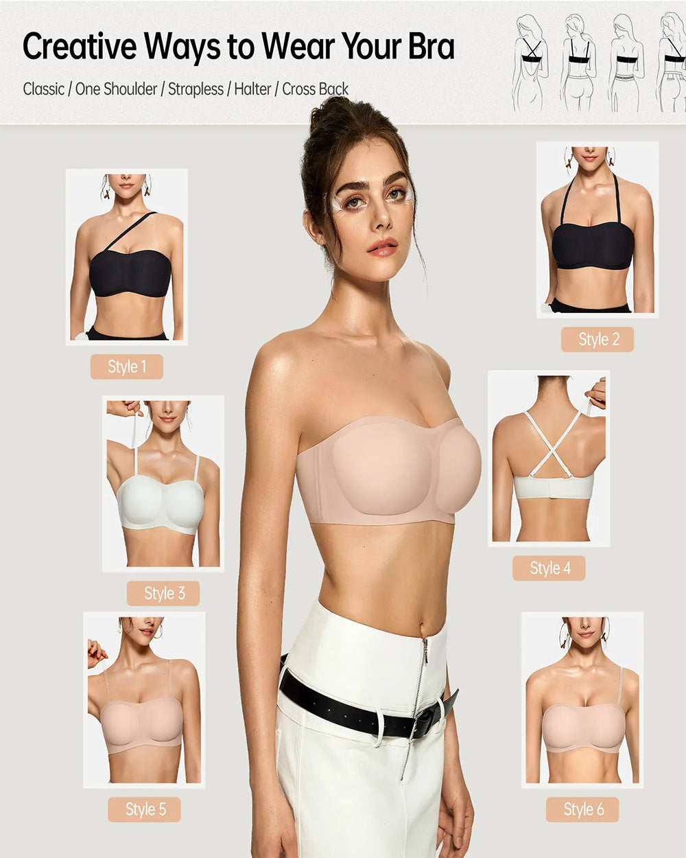 Women's Seamless Strapless Bra | Wireless Non-Slip Bandeau