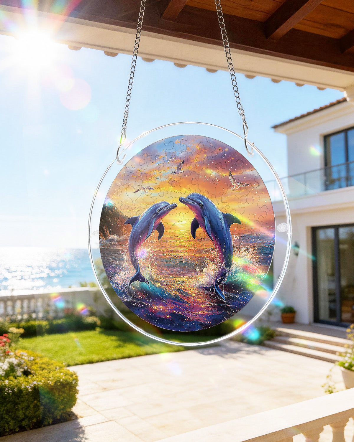 Delfin Liebeslied Lichtfänger – Acrylfensterkunst