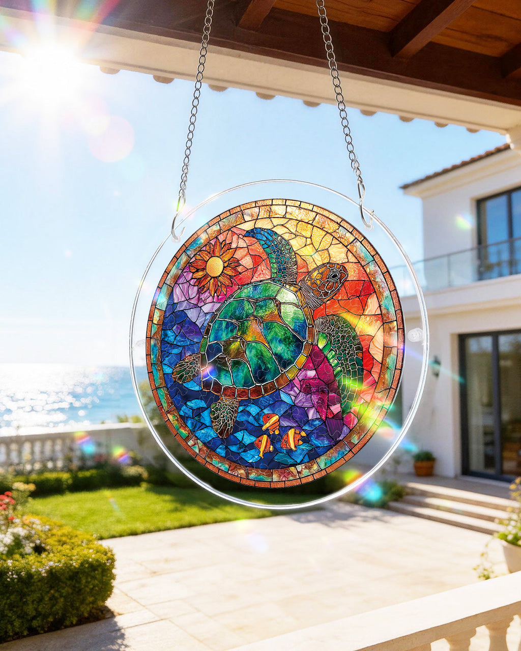 Stained Glass Sea Turtle Light Suncatcher-Acrylic Window Art