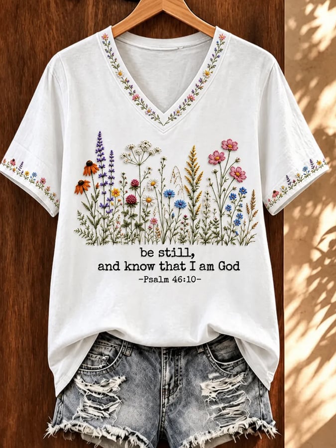 Women's  Retro Faith Jesus Is King  Print T-shirt