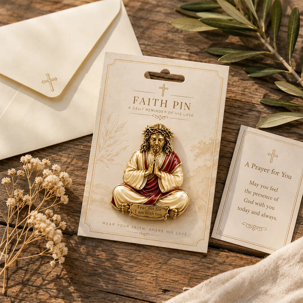 Jesus Faith Pin – “Fear Not I Am With You” Christian Inspirational Brooch Gift