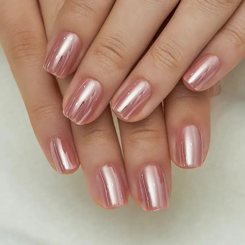 30-Piece Blush Glossy Press-On Nails – Short Natural Everyday Manicure