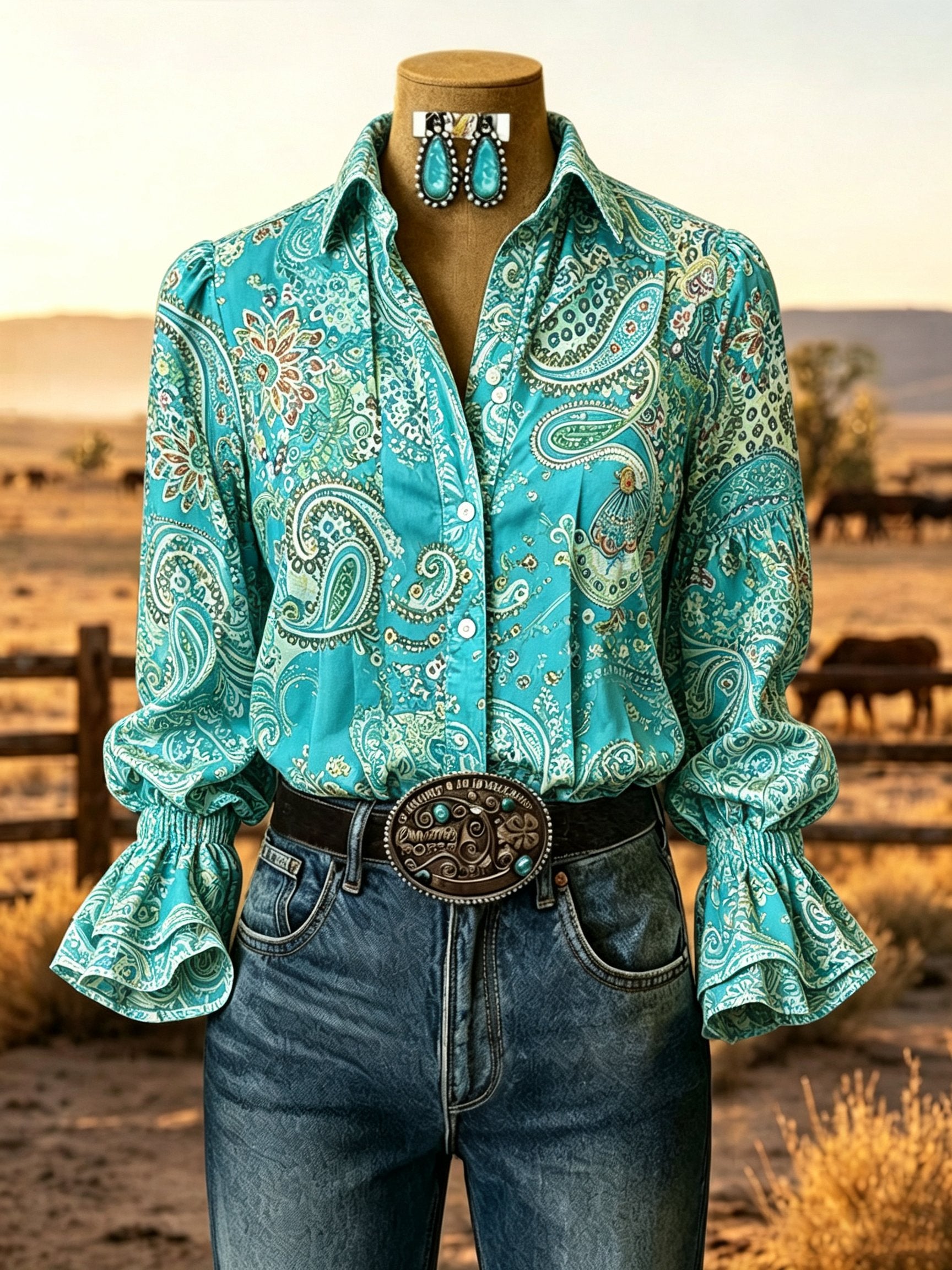 Women's Vintage Western Floral Shirt