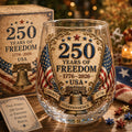 America 250 Liberty Bell Patriotic Glass Cup Gift Set